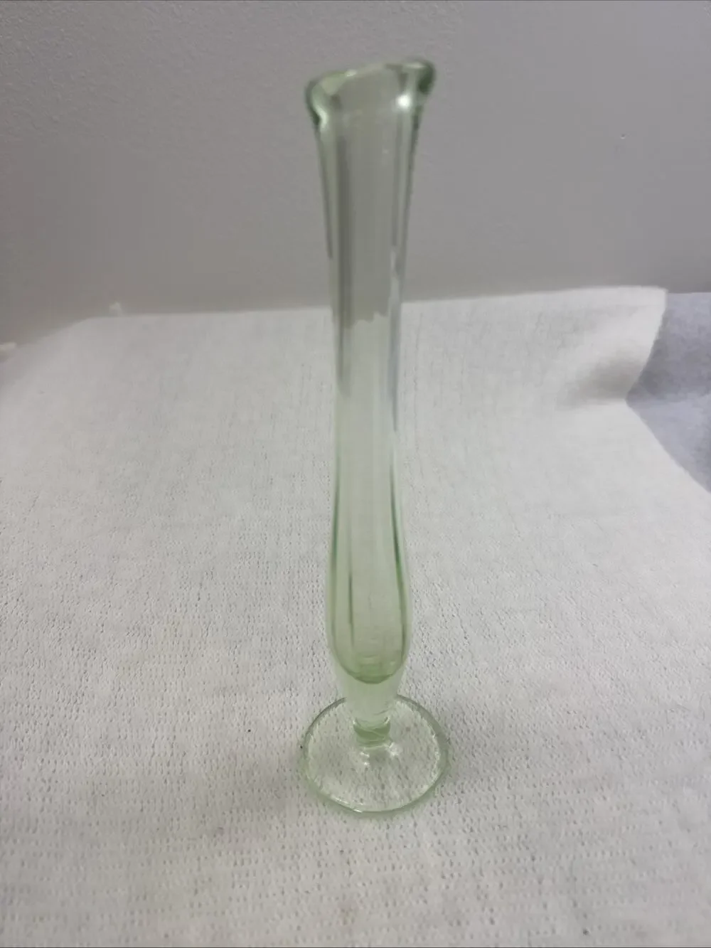 Vintage Uranium Glass Swung Bud Vase - 9